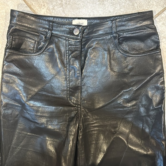 Wilfred Aritzia Melina Black Faux Leather Straight Fit Pants 8 Crop High Rise - Picture 5 of 7